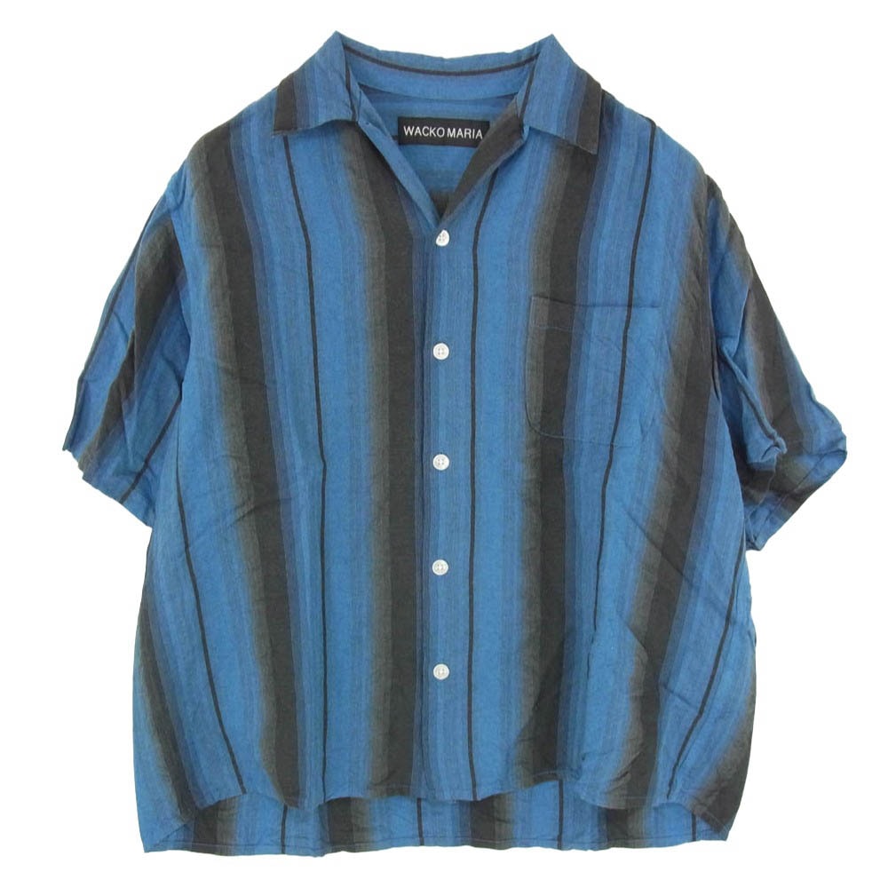 WACKO MARIA ワコマリア 26SS-WMS-OC12 OMBRE STRIPE OPEN COLLAR SHIRT S/S オンブレ ストライプ レーヨン オープンカラー 開襟 半袖 シャツ ブルー系 M【美品】【中古】