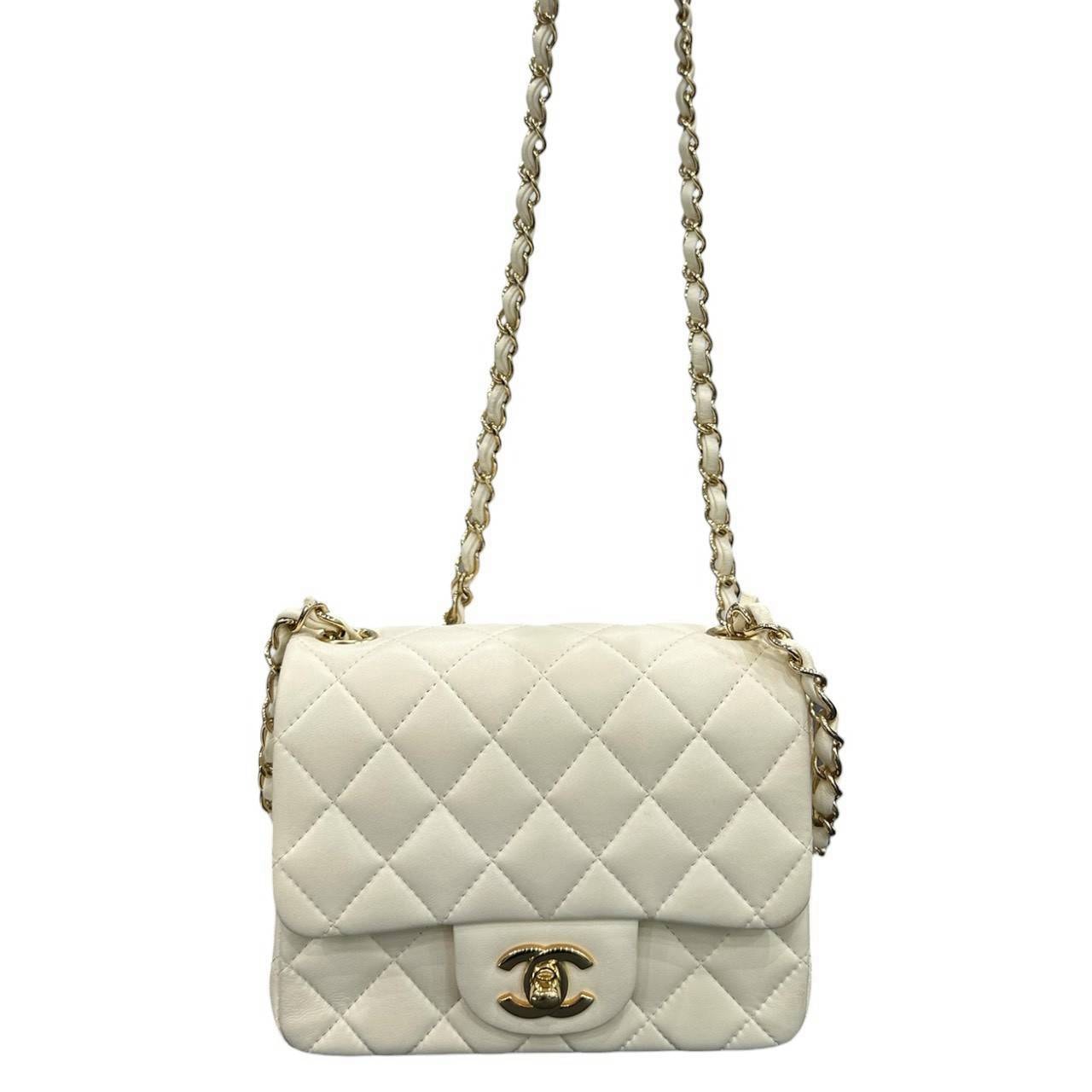 CHANEL シャネル マトラッセ ホワイト ラムスキン ショルダーバッグ S1-00184 【中古】