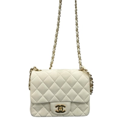 CHANEL シャネル マトラッセ ホワイト ラムスキン ショルダーバッグ S1-00184 【中古】