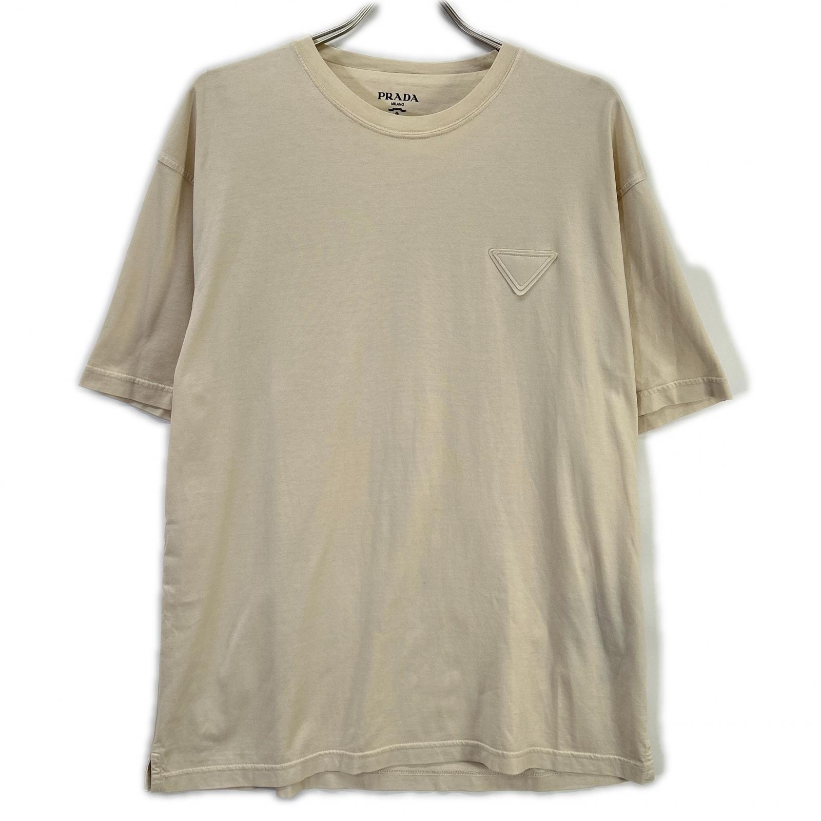 プラダ 23SS UJN852 ベージュ系 トライアングルロゴ Tシャツ L