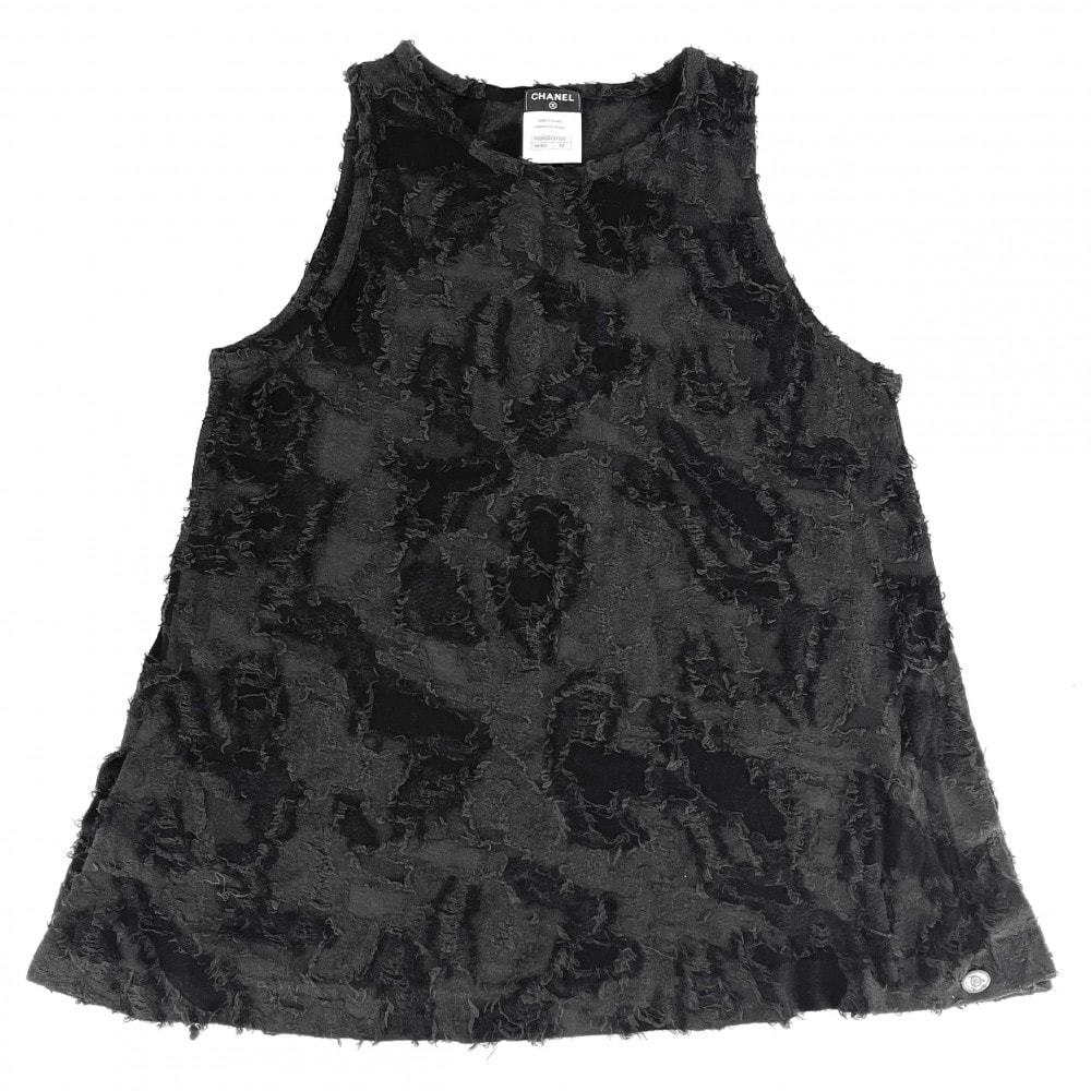 CHANEL シャネル タンクトップ ココマーク ノースリーブ アパレル 服 40 ブラック 黒 コットン  レーヨン   レディース 夏 美品【中古品】