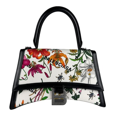 グッチ GUCCI ハンドバッグ ショルダーバッグ BALENCIAGAコラボ フローラ アワーグラス キャンバス/レザー ブラック×ホワイト×マルチカラー レディース 681697【中古】 z8797