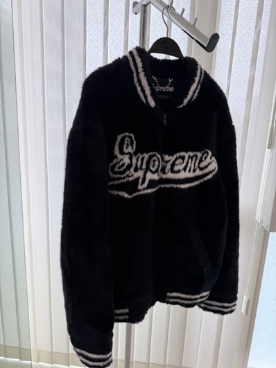 Supreme Faux Fur Varsity Jacket "Black"