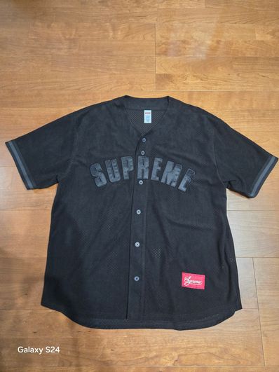 Supreme Ultrasuede Mesh Baseball Jersey "Black"