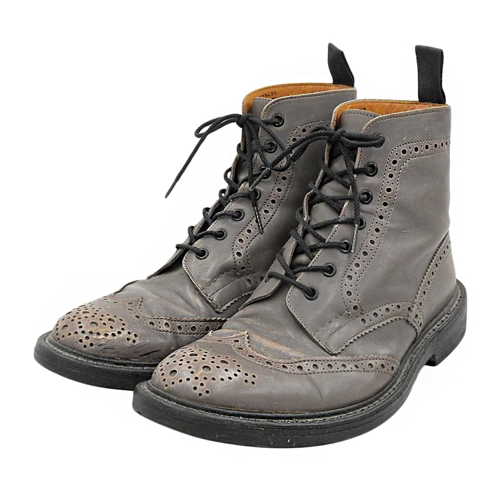 トリッカーズ ウィングチップ ドレスアップシューズ メンズ レザー グレー 9 1/2 2S08 9.5