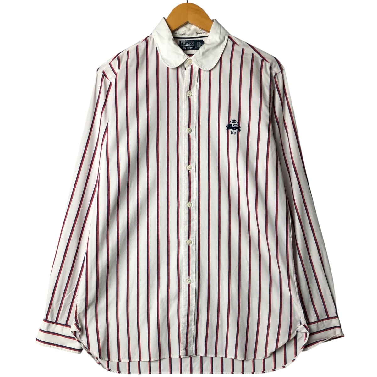古着 ラルフローレン Ralph Lauren POLO by Ralph Lauren トリコロールカラー 長袖 ラウンドカラー コットンストライプシャツ メンズM相当/eaa587843
