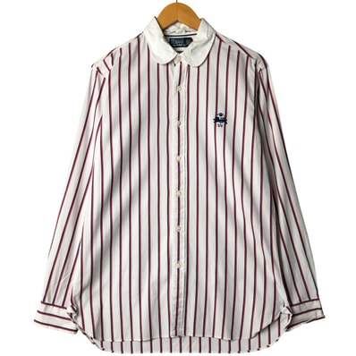 古着 ラルフローレン Ralph Lauren POLO by Ralph Lauren トリコロールカラー 長袖 ラウンドカラー コットンストライプシャツ メンズM相当/eaa587843