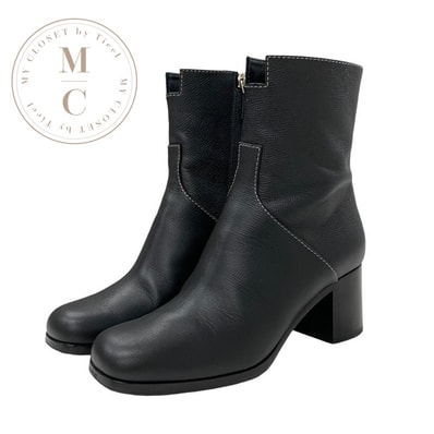 エルメス HERMES フラトゥーズ ブーツ ショートブーツ 靴 シューズ レザー ブラック 黒 ステッチ