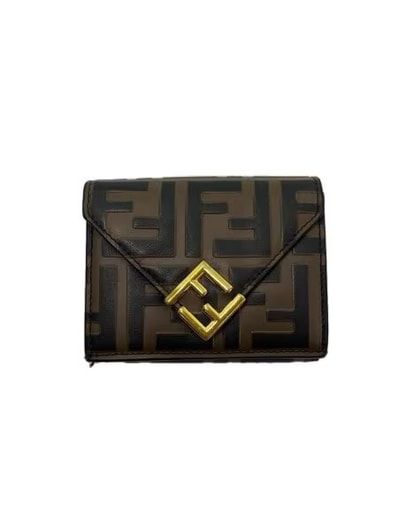 FENDI FF Diamonds Zip Around Medium FF Leather "Brown"