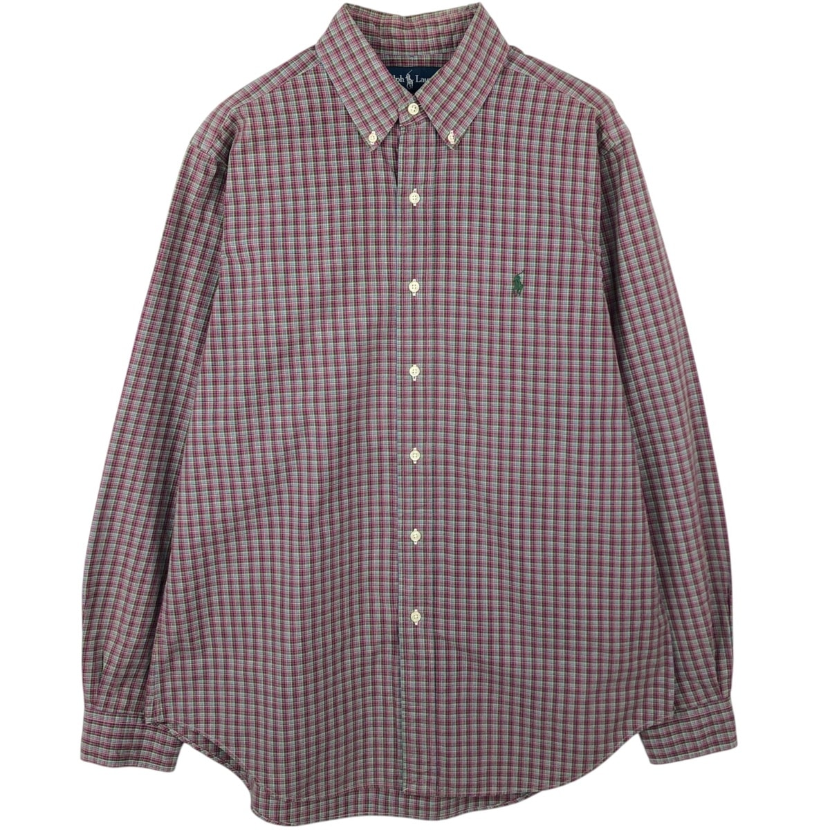 古着 ラルフローレン Ralph Lauren CLASSIC FIT クラシックフィット チェック柄 長袖 ボタンダウンチェックシャツ メンズL相当/eaa649953