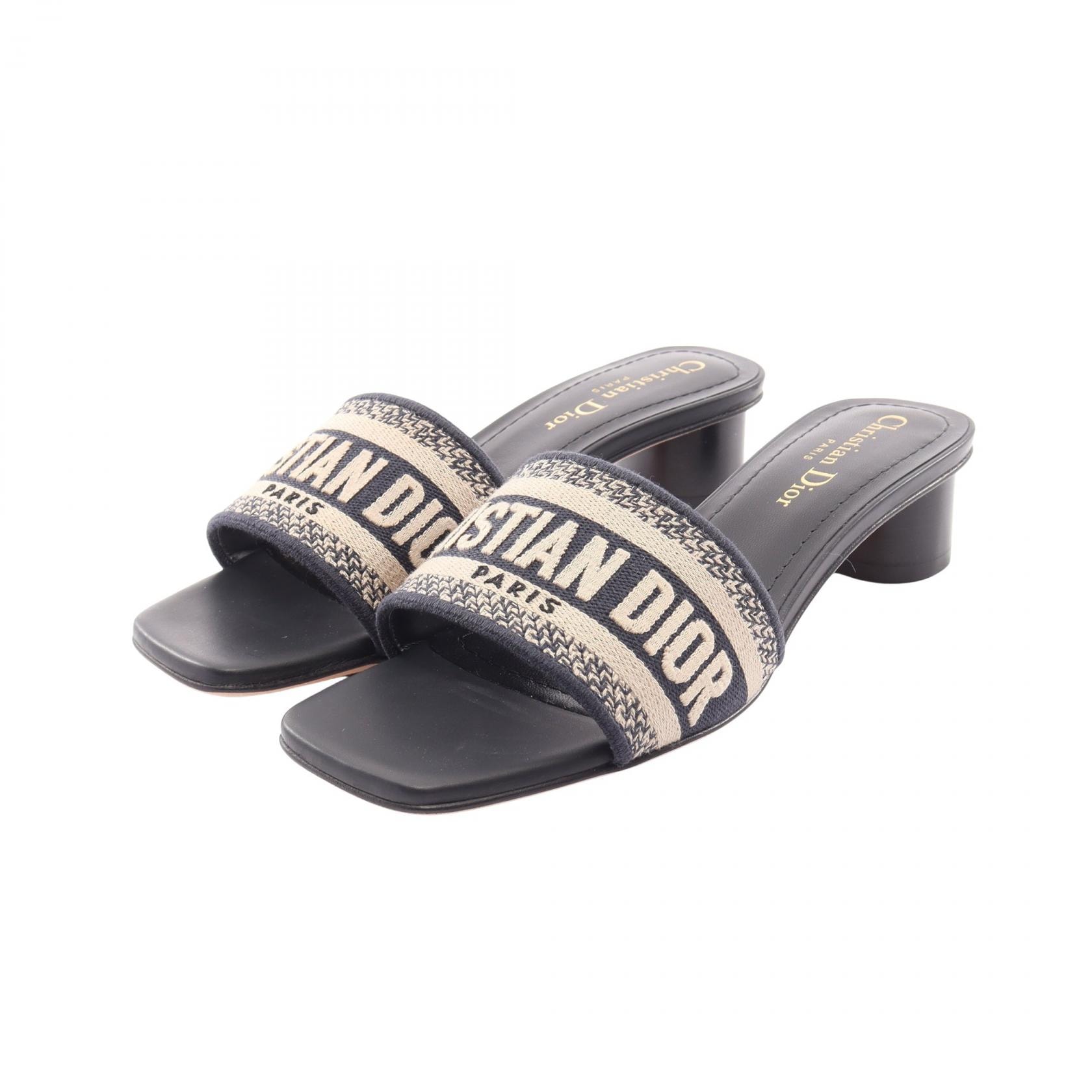 ディオール Dior Dway ミュール 靴 キャンバス レディース ネイビー系 / ベージュ系 【中古】