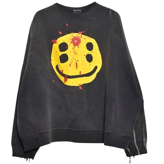 新品 SAINT MICHAEL x Cactus Plant Flea Market セントマイケル カクタス 24AW 別注 日本製 CP_CREW SWT / SMILE スマイルスウェット SM-YS1-0000-C06 S BLACK Mxxxxxx