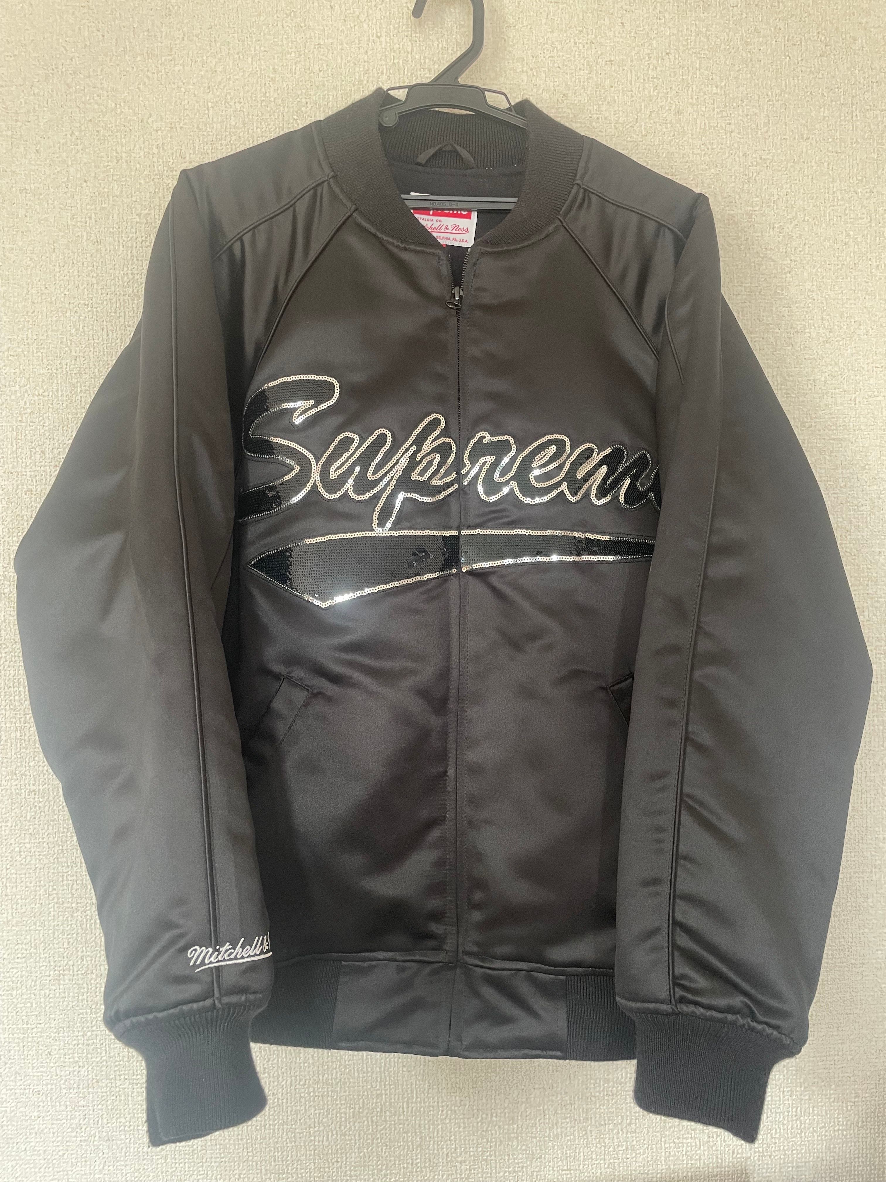 Supreme Mitchell & Ness Sequin Logo Varsity Jacket 