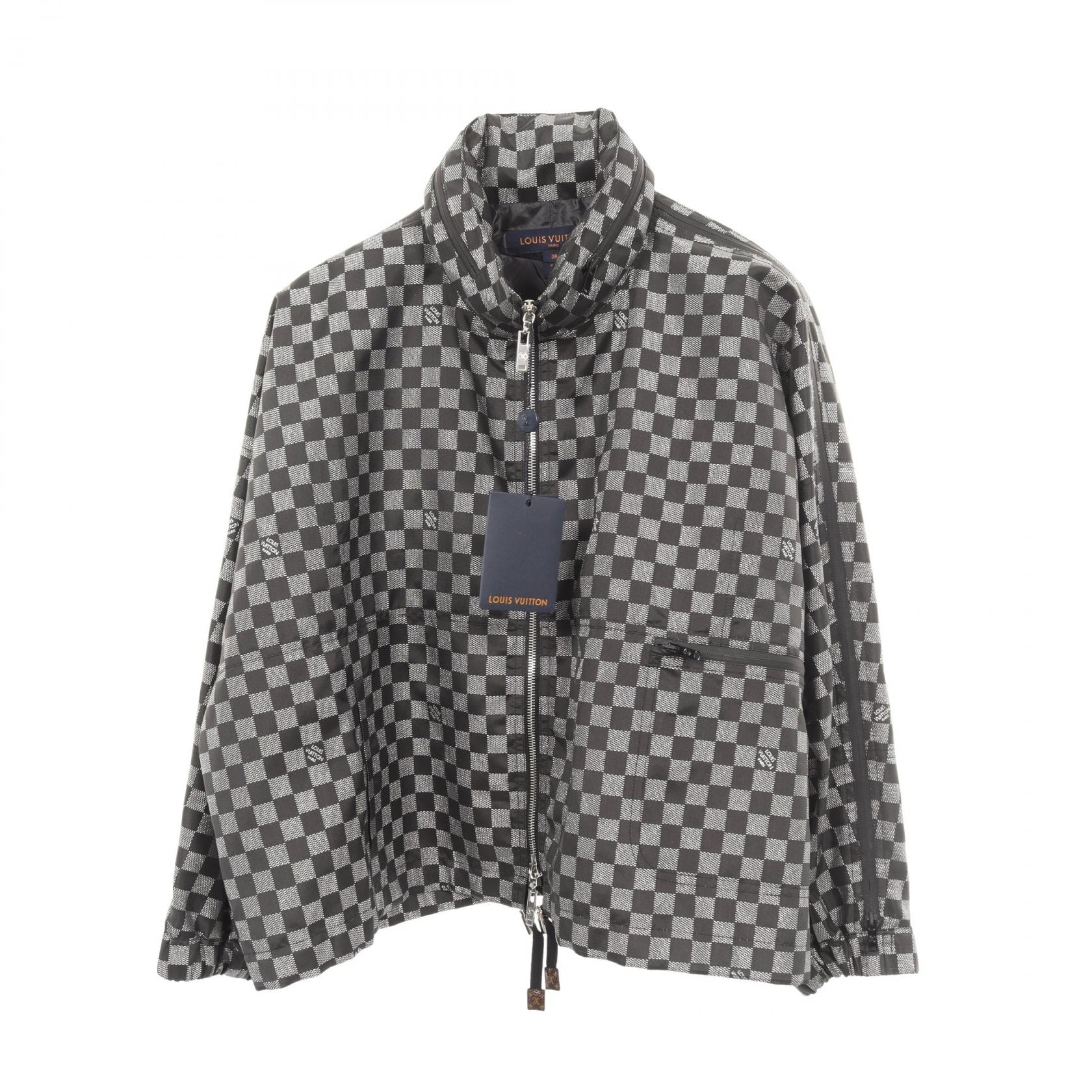 ルイ・ヴィトン LOUIS VUITTON ダミエ ジップアップジャケット ブルゾン 衣料品 アウター ポリエステル シルバー レディース ブラック系 / シルバー系 FHC046NNK 【中古】