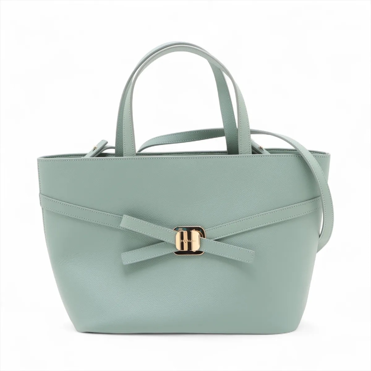 ■未使用 サルヴァトーレフェラガモ ヴァラライトブルーハンドバッグ