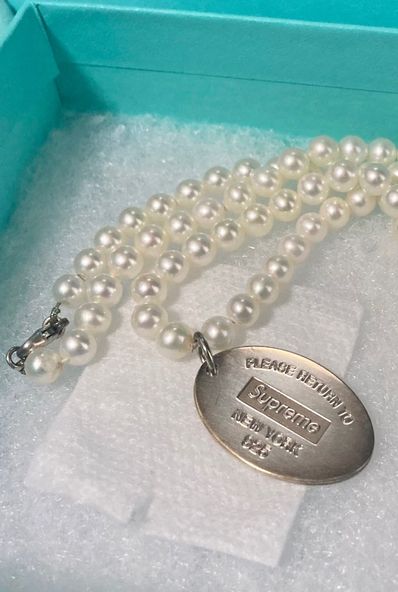 Supreme / Tiffany & Co. Return to Tiffany Oval Tag Pearl Necklace "Pearl"