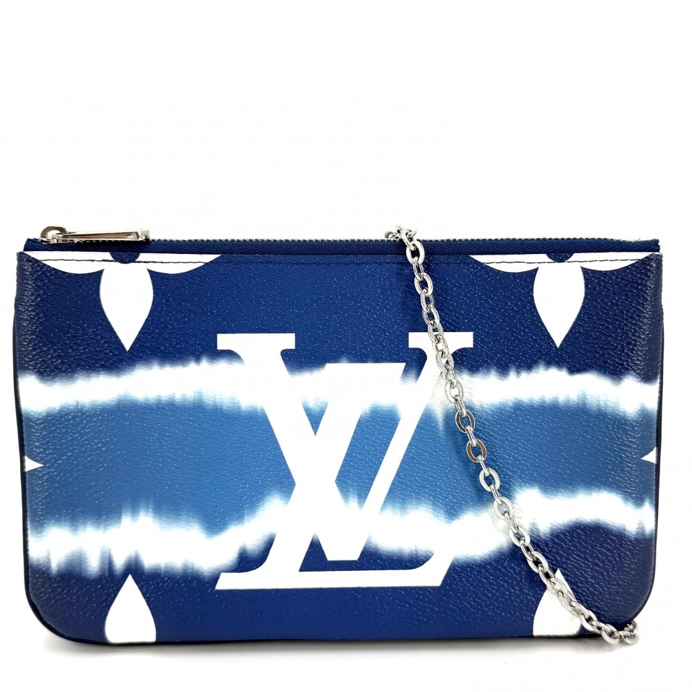 LOUIS VUITTON ルイヴィトン ショルダーバッグ モノグラムジャイアント LVエスカル ポシェット ドゥーブル ジップ 肩掛け 斜め掛け M69124    ブルー 青 シルバー金具 メンズ【中古品】