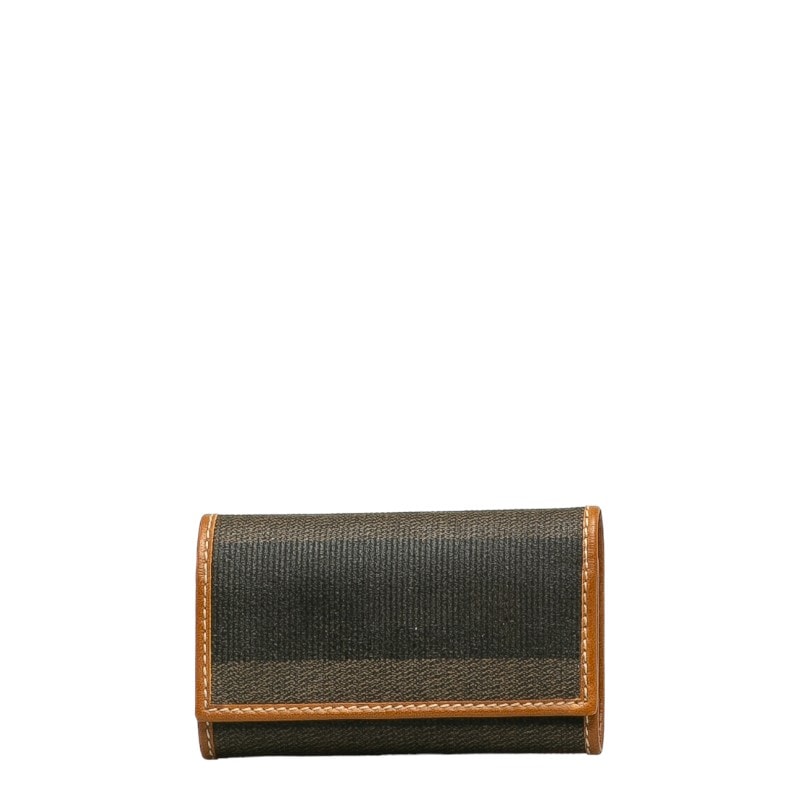 フェンディ ペカン 6連 キーケース キーホルダー 10163 ブラック ブラウン PVC レザー レディース FENDI 中古