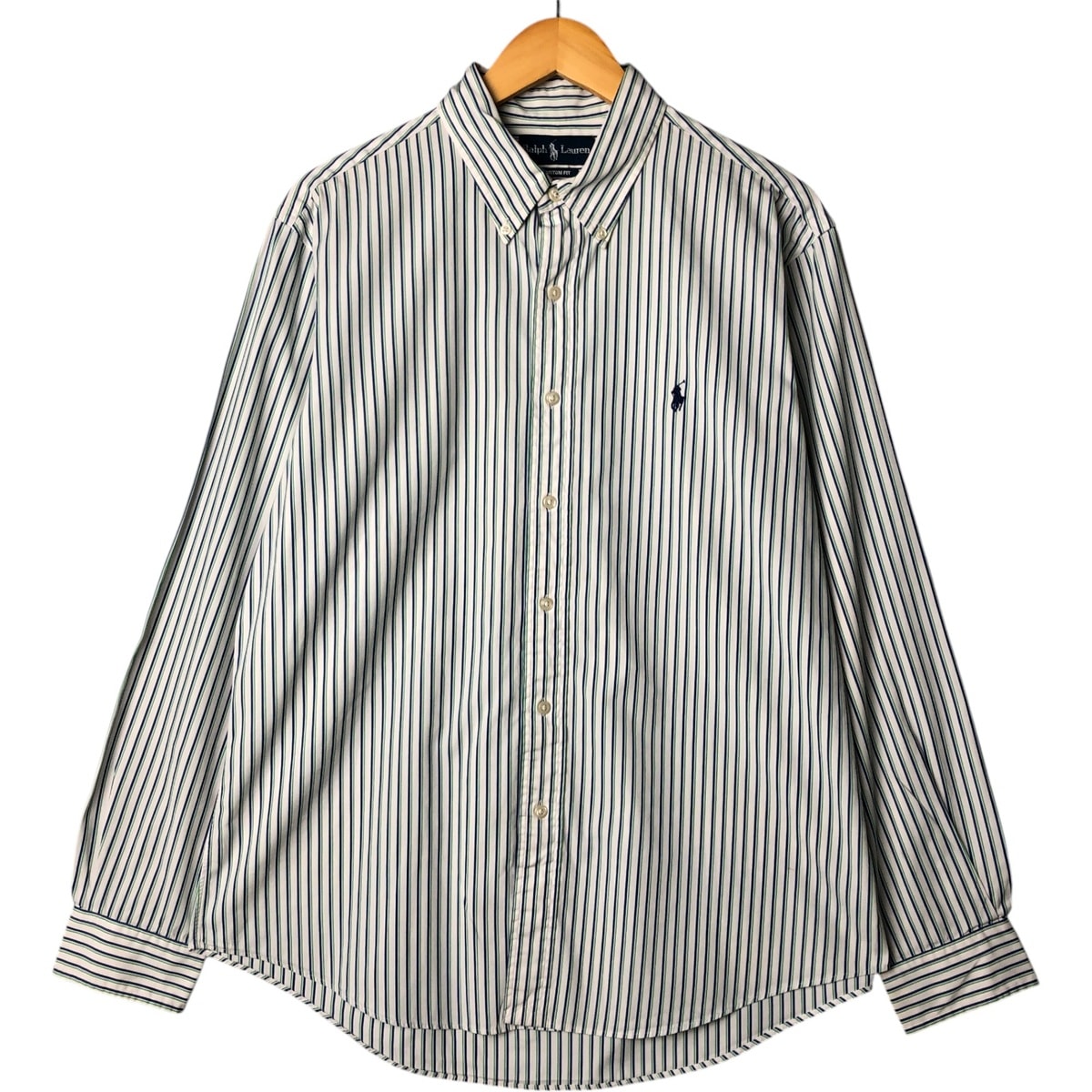 古着 ラルフローレン Ralph Lauren CUSTOM FIT 長袖 ボタンダウンストライプシャツ メンズL相当/eaa575563