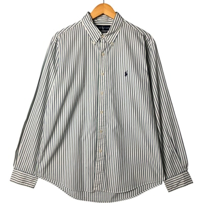 古着 ラルフローレン Ralph Lauren CUSTOM FIT 長袖 ボタンダウンストライプシャツ メンズL相当/eaa575563