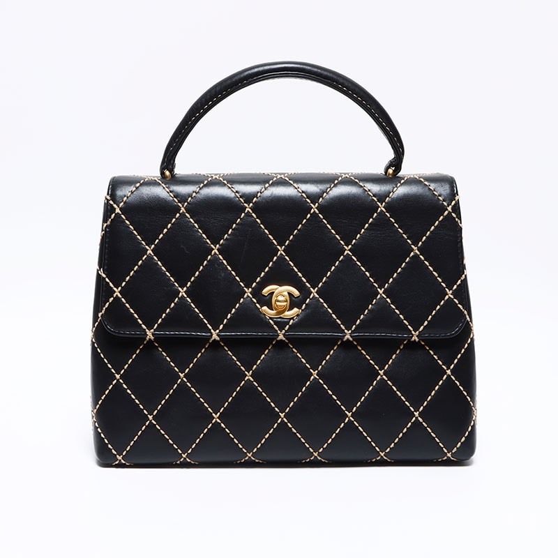 【最終値下げ】 シャネル CHANEL ラムスキン ワイルドステッチ トップハンドル ケリー型 9番台 2004-2005 ハンドバッグ【中古】