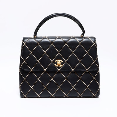 【最終値下げ】 シャネル CHANEL ラムスキン ワイルドステッチ トップハンドル ケリー型 9番台 2004-2005 ハンドバッグ【中古】