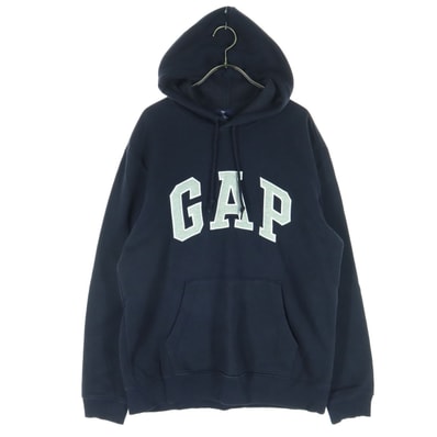 GAP ギャップ 裏起毛 英字 長袖 パーカー M ブラック