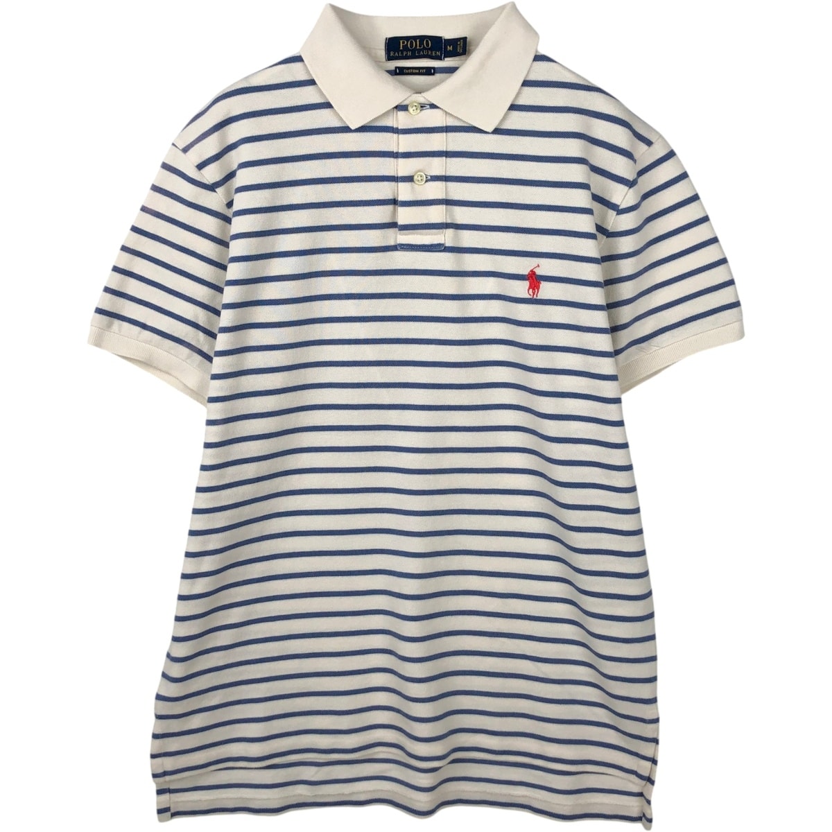 古着 ラルフローレン Ralph Lauren POLO RALPH LAUREN CUSTOM FIT 半袖 ボーダー ポロシャツ メンズM相当/eaa643522