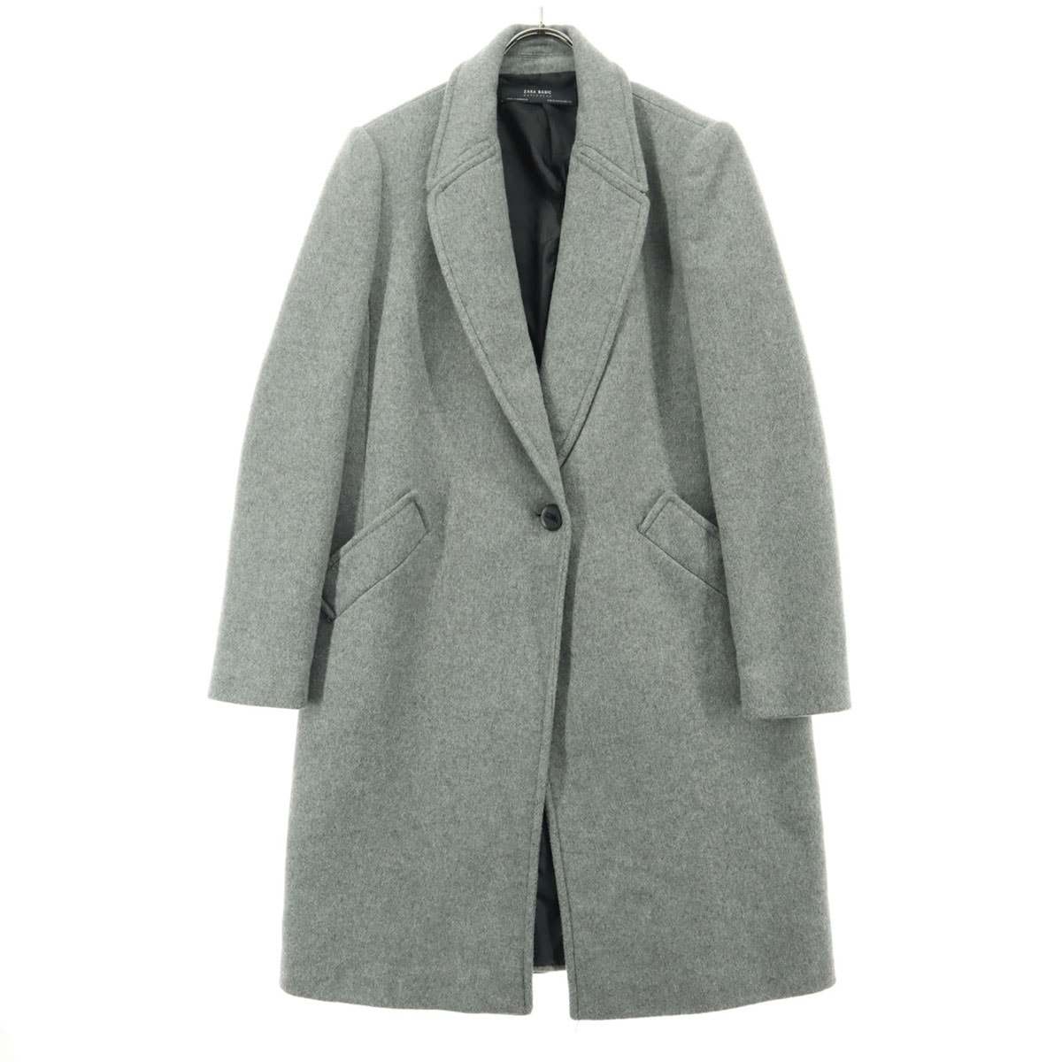 ZARA BASIC ザラベーシック ウール混 長袖 チェスターコート XS グレー