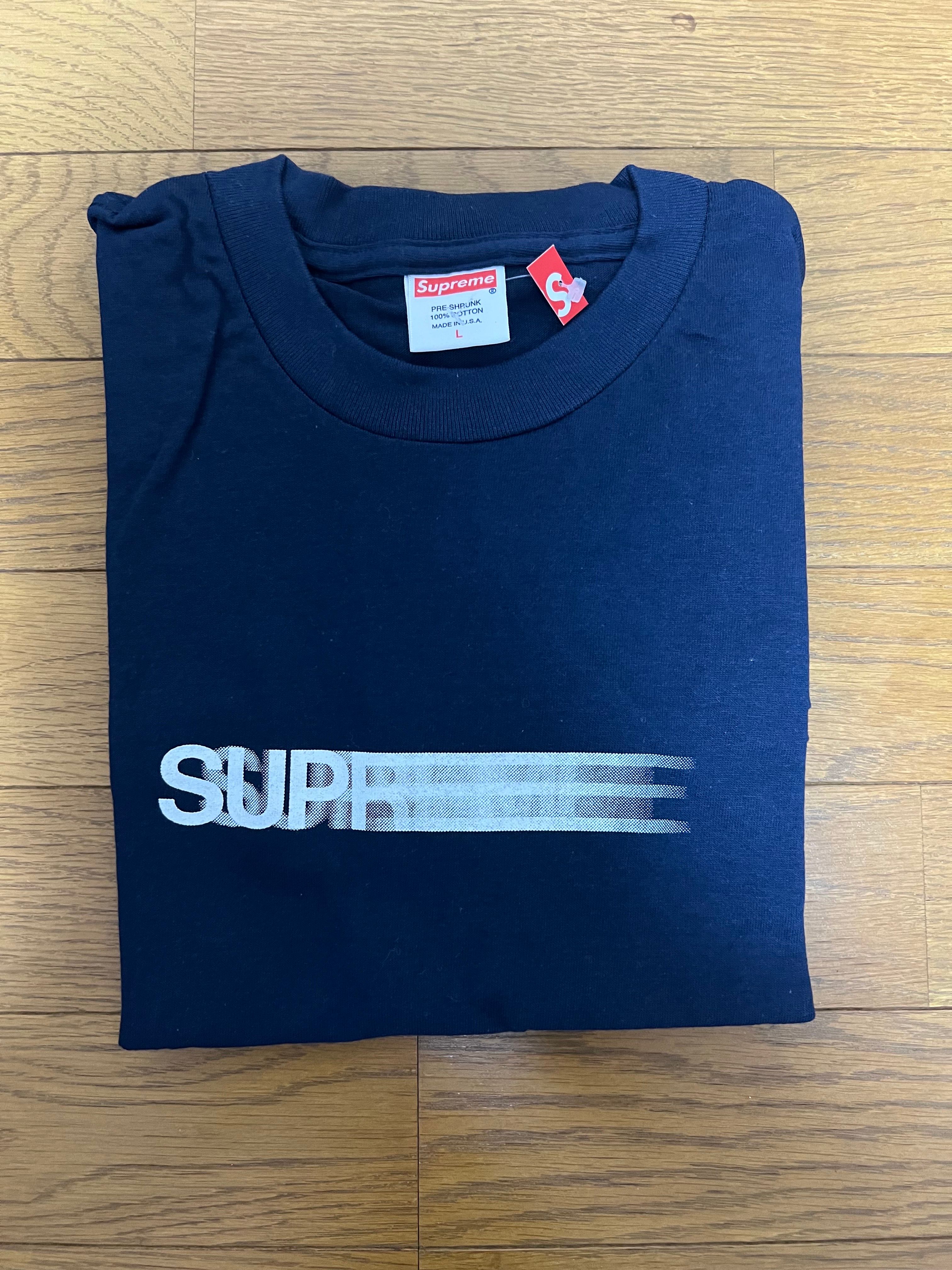 シュプリーム モーションロゴ Tシャツ "ネイビー"