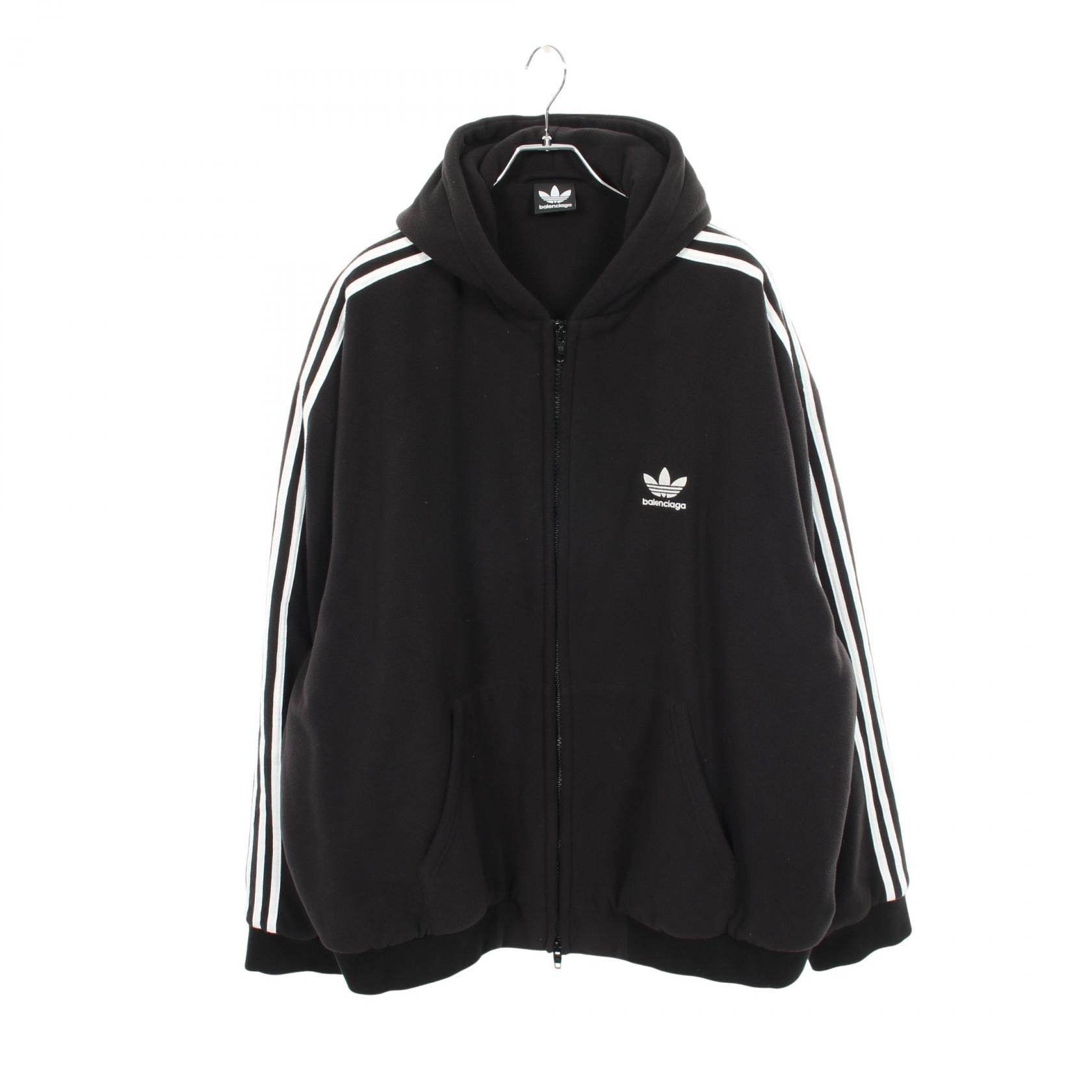 バレンシアガ BALENCIAGA BALENCIAGA × adidas フリース パーカー 衣料品 トップス ポリエステル メンズ ブラック系 / ホワイト系 725313 【中古】