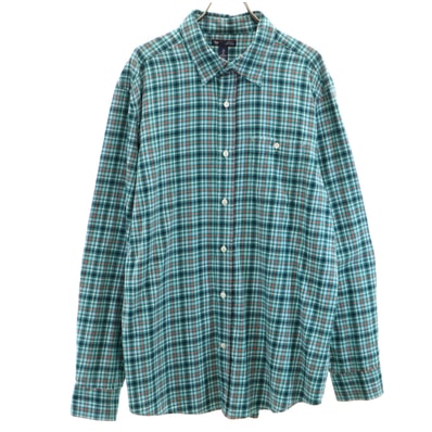 GAP ギャップ チェック柄 長袖 クラシックフィット シャツ L グリーン