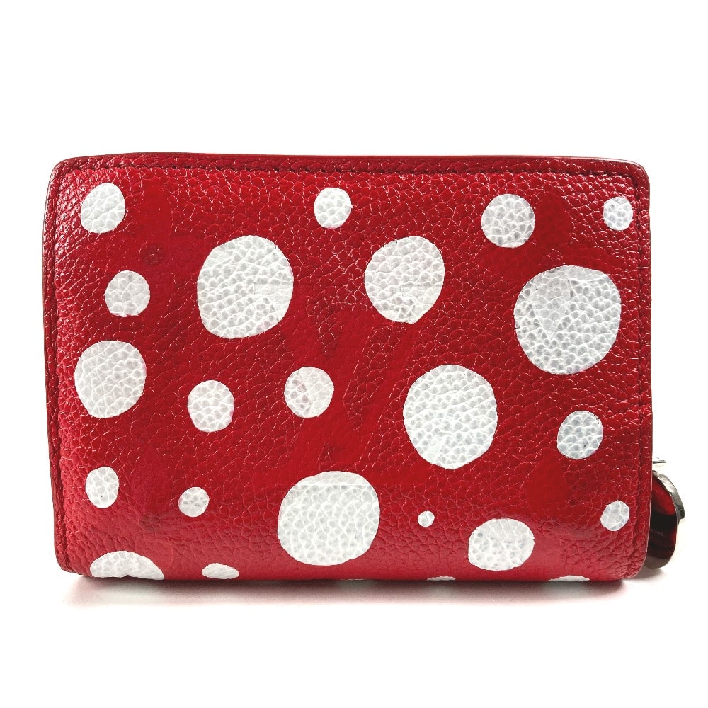 ルイヴィトン LOUIS VUITTON LV×YK ポルトフォイユ クレア M82103 草間彌生コラボ コンパクトウォレット 2つ折り財布 レザー ルージュ レッド