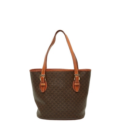 セリーヌ マカダム トートバッグ ブラウン PVC レザー レディース CELINE 【中古】
