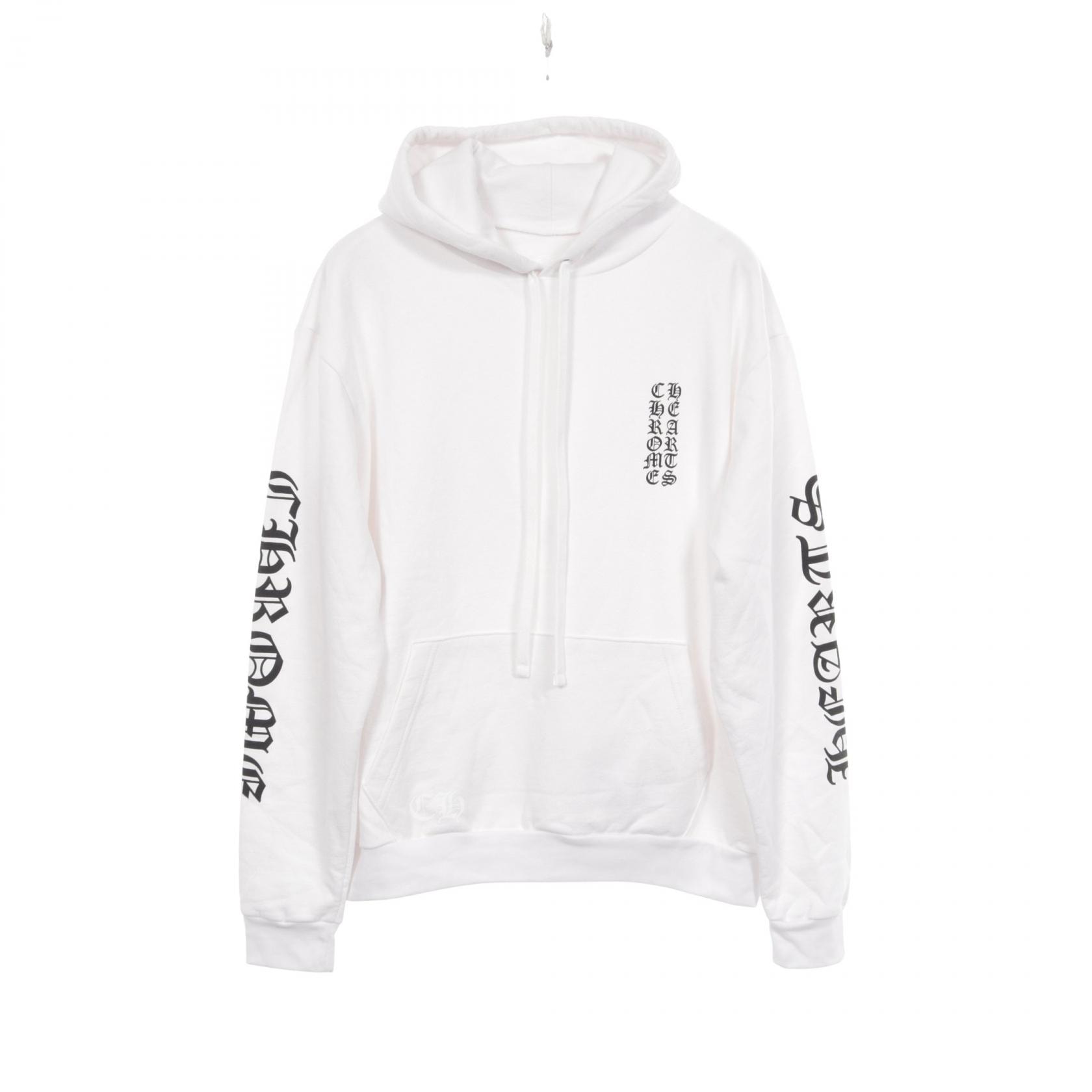 クロムハーツ CHROME HEARTS バーティカルロゴ 裏起毛 パーカー 衣料品 トップス コットン メンズ ホワイト系 【中古】