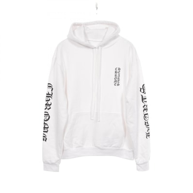 クロムハーツ CHROME HEARTS バーティカルロゴ 裏起毛 パーカー 衣料品 トップス コットン メンズ ホワイト系 【中古】