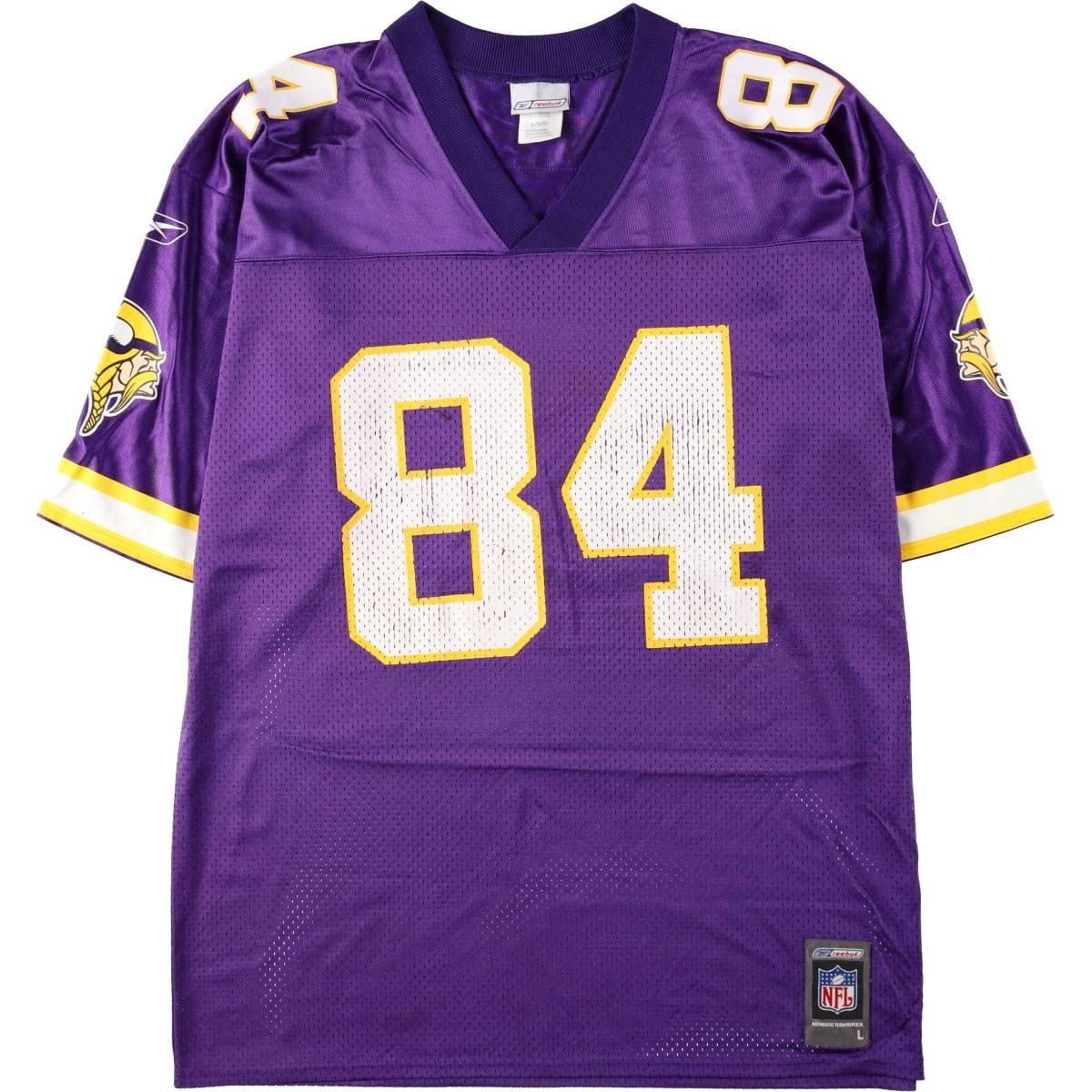 古着 リーボック Reebok NFL MINNESOTA VIKINGS ミネソタバイキングス 五分袖 メッシュ Vネック ゲームシャツ フットボールシャツ メンズL相当/eaa662619