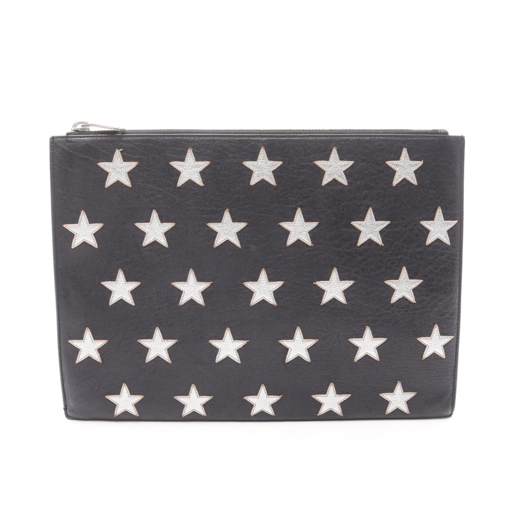 サンローランパリ SAINT LAURENT PARIS セカンドバッグ クラッチバッグ バッグ レザー レディース ブラック系 / シルバー系 397295 【中古】