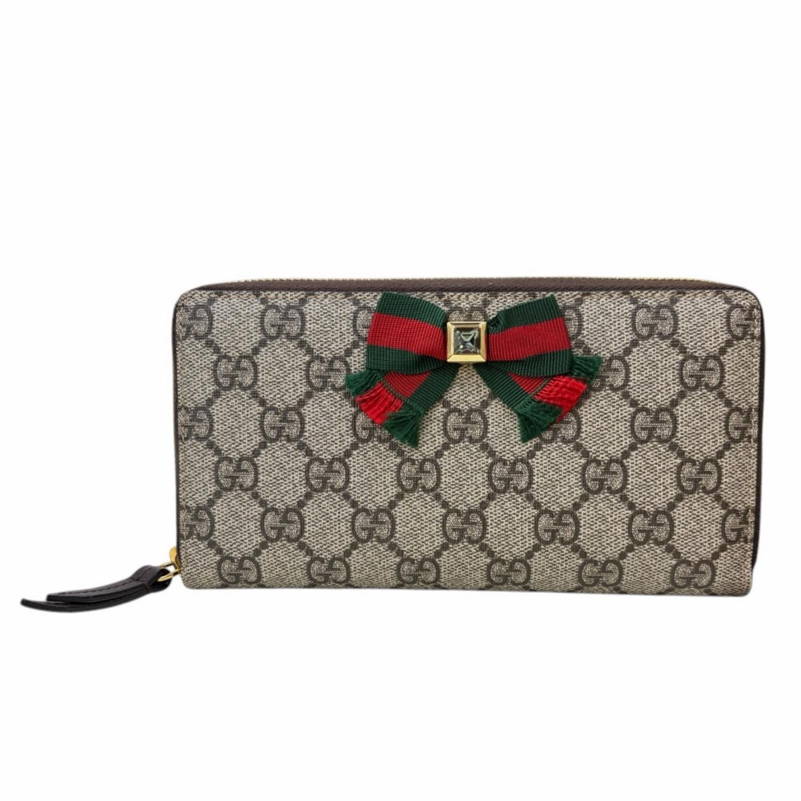 グッチ ボウウェブ ジップアラウンドウォレット GGスプリーム 長財布 GGスプリームキャンバス 435293 レディース GUCCI 中古