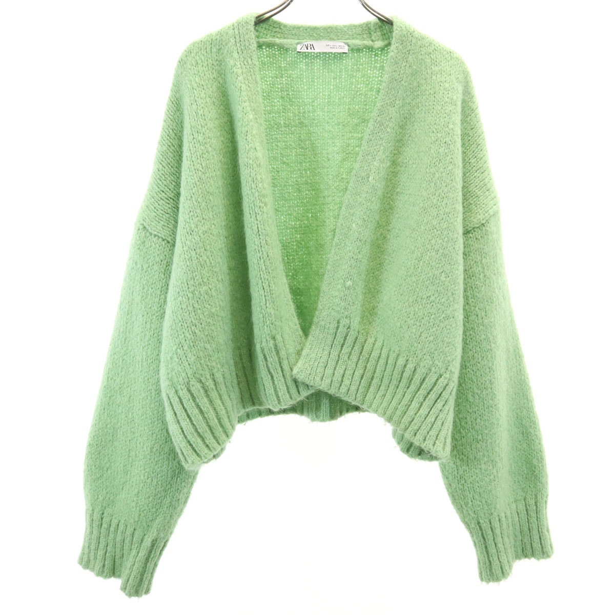 ZARA ザラ 長袖 ニットカーディガン L グリーン系
