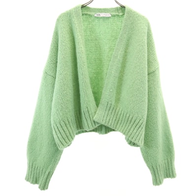 ZARA ザラ 長袖 ニットカーディガン L グリーン系