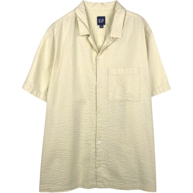 古着 00年代 ギャップ GAP シアサッカー 半袖 オープンカラー コットンシャツ ボックスシャツ メンズXL相当/eaa655685