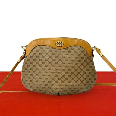 GUCCI グッチ マイクロGG ロゴ 金具 PVC レザー ショルダーバッグ ブラウン
20272