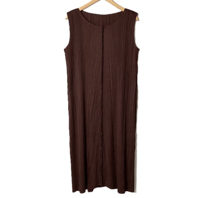 ISSEY MIYAKE イッセイミヤケ PLEATS PLEASE ノースリーブワンピース PP23-JH148 ブラウン系 サイズ 4 レディース