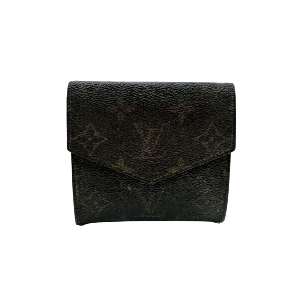 ルイヴィトン LOUIS VUITTON 三つ折り財布 モノグラム ポルトモネ・ビエ カルトクレディ Wホック ブラウン
