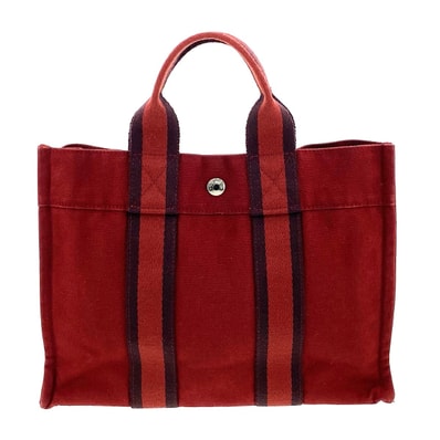 HERMES エルメス フールトゥ トートPM トートバッグ 100754M キャンバス レッド レディース【中古】