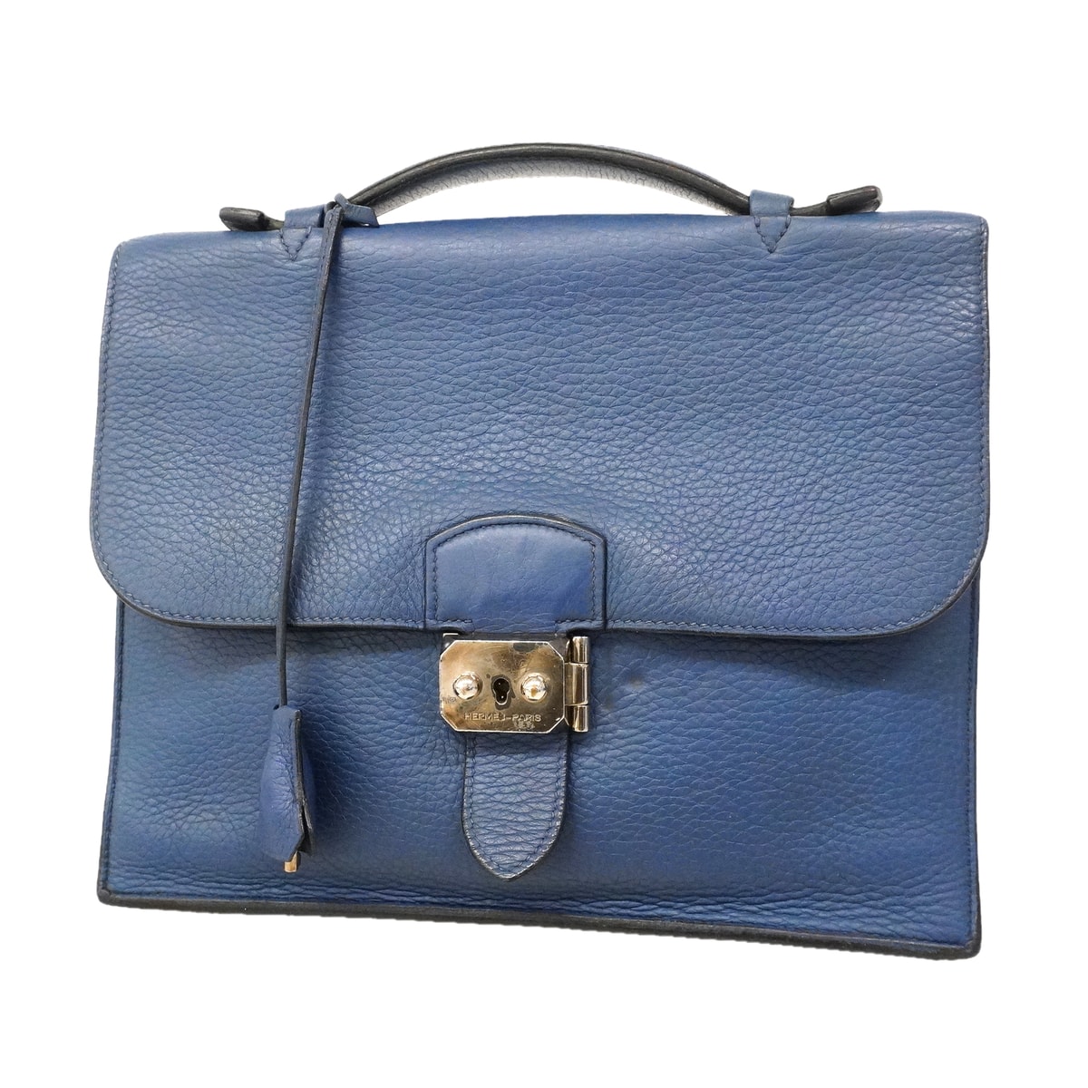 【6kd4630】エルメス ブリーフケース サックアデペッシュ27 トリヨンクレマンス ブルーブライトン シルバー金具 □J刻印【中古】メンズ