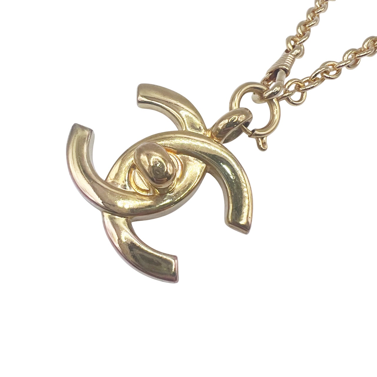 CHANEL シャネル ココマーク ターンロック チェーン ネックレス ペンダント 97P 1997年製 コスチュームジュエリー アクセサリー ゴールド ヴィンテージ アンティーク Bランク 鑑定済 中古 シャネルネックレス