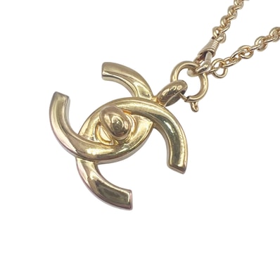 CHANEL シャネル ココマーク ターンロック チェーン ネックレス ペンダント 97P 1997年製 コスチュームジュエリー アクセサリー ゴールド ヴィンテージ アンティーク Bランク 鑑定済 中古 シャネルネックレス
