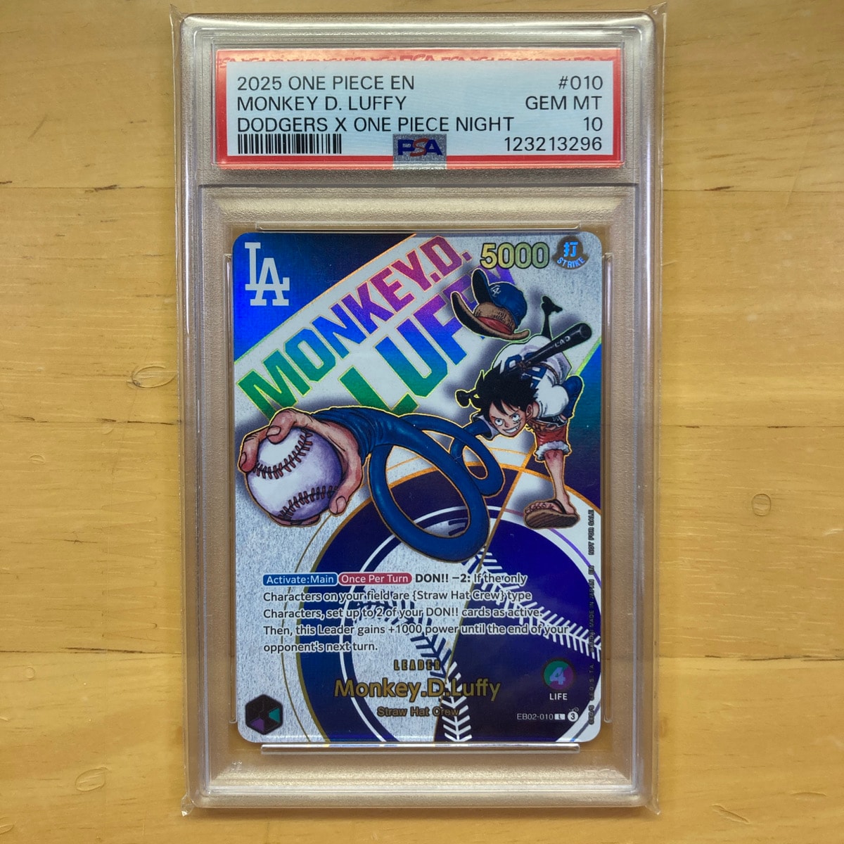 モンキー・D・ルフィ L [EB02-010]【英語版】(プロモーションカード「ワンピースカードゲーム x ロサンゼルスドジャース」)